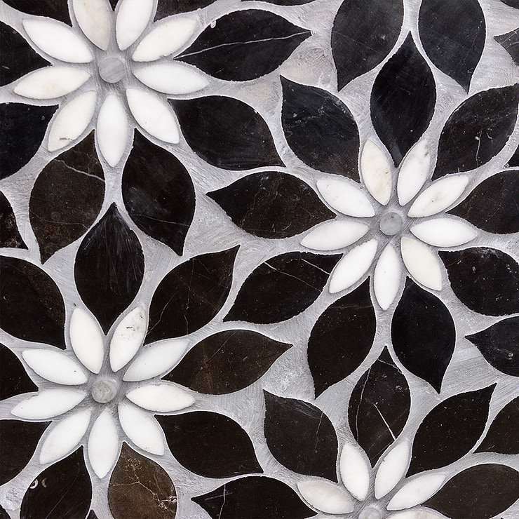 Wildflower Black Horizon Marble Tile 