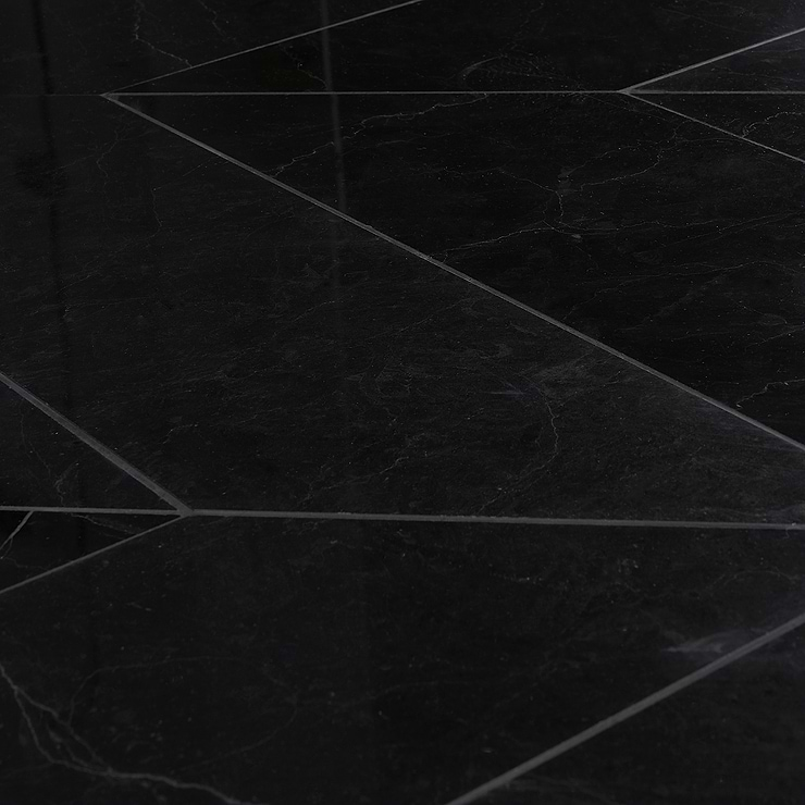 Nero Marquina 6x24 Chevron Polished Marble Tile