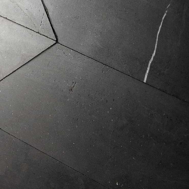 Nero Marquina 3x12 Chevron Honed Marble Tile