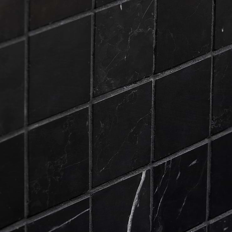 Nero Marquina 2x2 Honed Marble Mosaic Tile