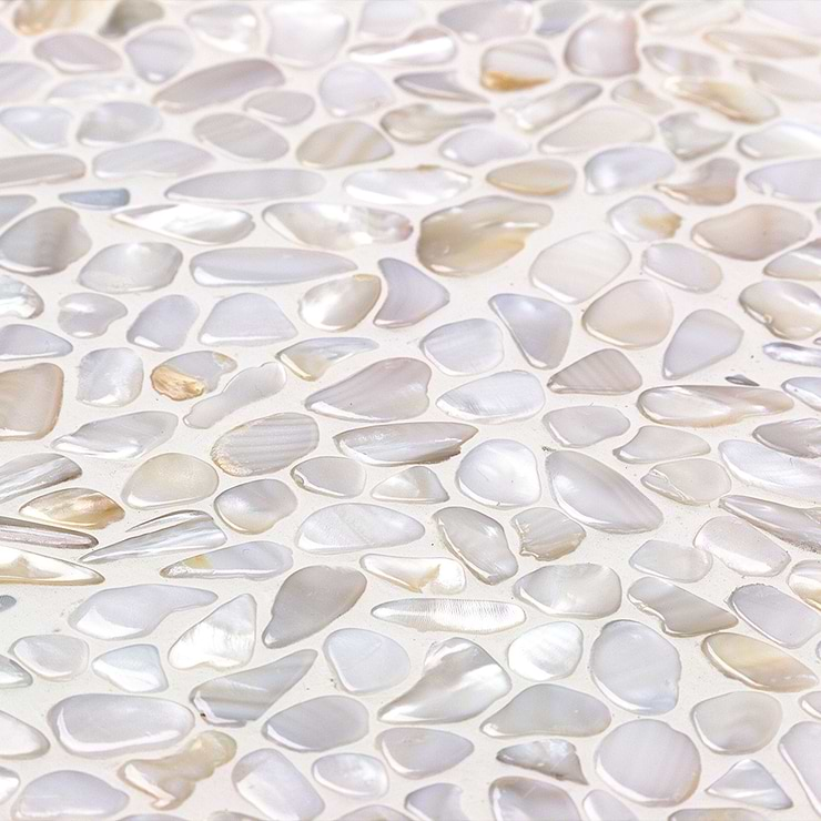 Oyster White Pearl Pebbles Tile 