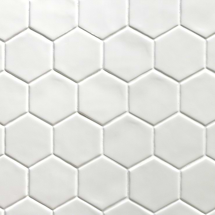 Meadowmere Cement White 3" Hexagon Matte Ceramic Tile