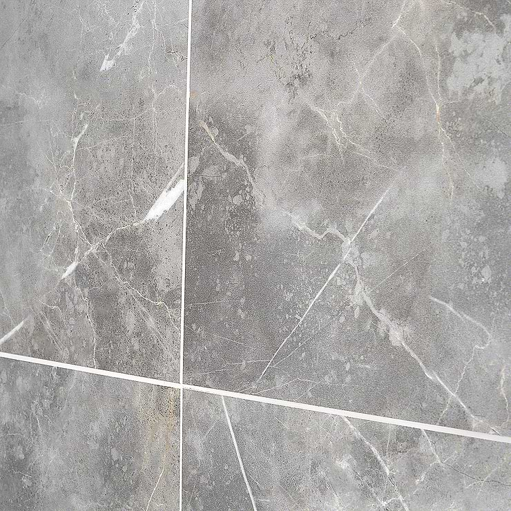 Marble Tech Grigio Imperiale 12x24 Polished Marble Look Porcelain Tile