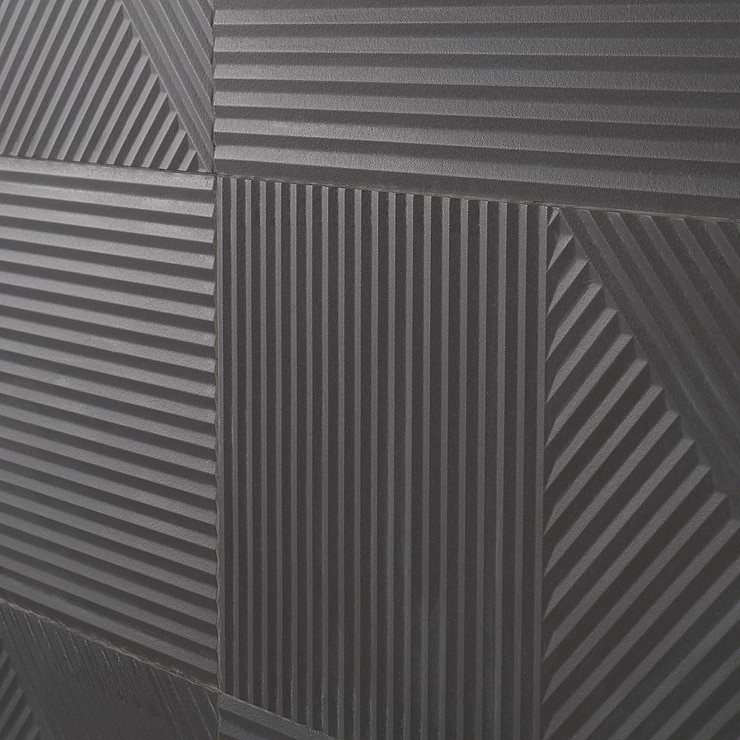 Renzo Grafite Black 3D Matte Porcelain 12x24 Tile