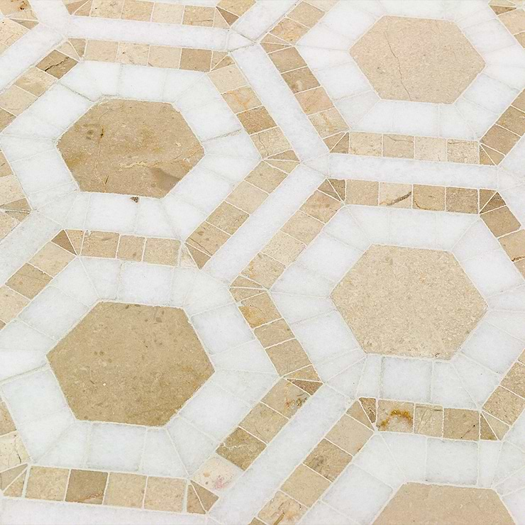 COSMOS CREMA & THASSOS HEXAGON MARBLE TILE