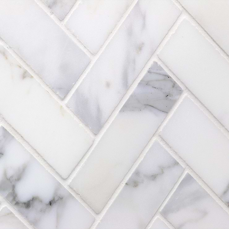 Calacatta Herringbone 1x3 Marble Tile