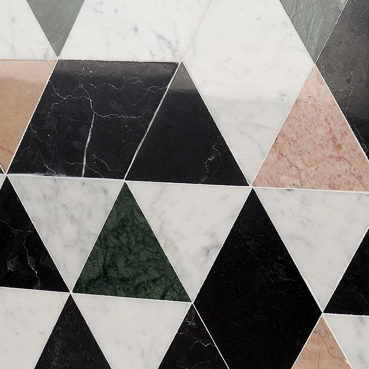 Prism Rosa 13.5" x 7.75" Marble Mosaic Tile