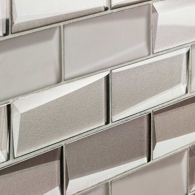 Remington Sepia Beveled Bricks Glass Mosaic Tile 