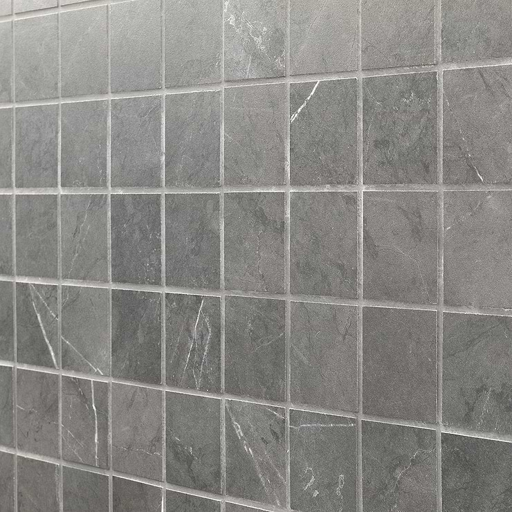 Marble Tech Amani Grey 2x2 Matte Marble Look Porcelain Mosaic Tile