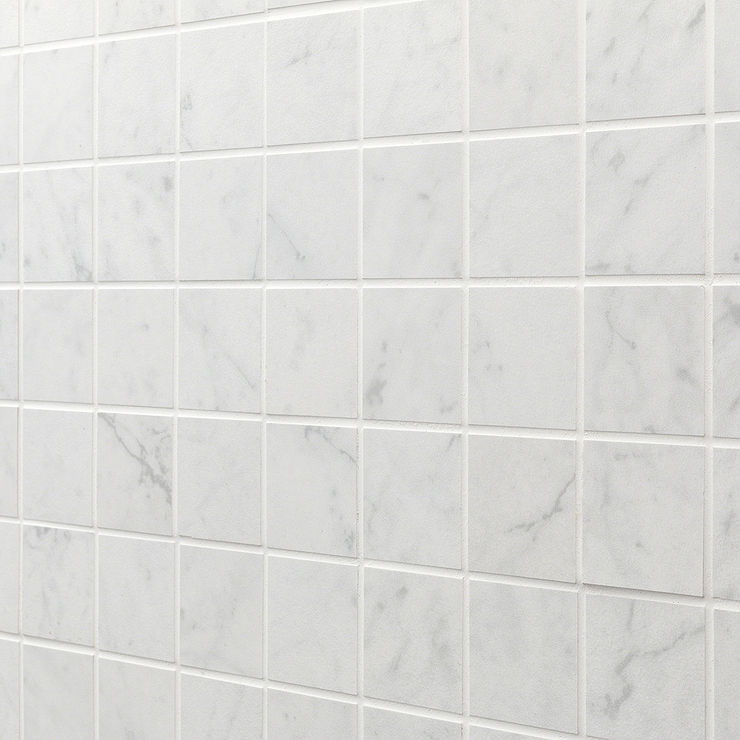 Marble Tech Bianco Gioia 2x2 Matte Marble Look Porcelain Mosaic Tile 