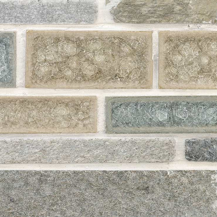 Shangri-La Green Quartz Random Brick Glass & Stone Tile