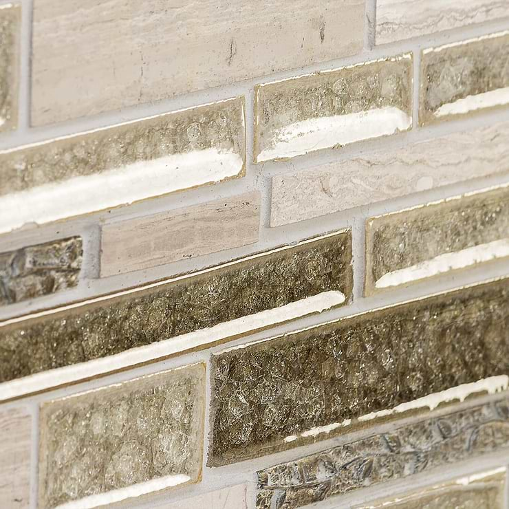 Shangri-La Wooden Beige Random Brick Glass & Stone Tile