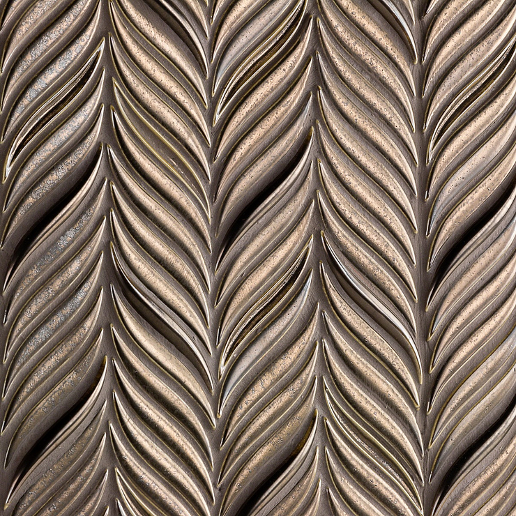 Nabi Alula Metallic Copper Brown Chevron Matte Glass Mosaic Tile