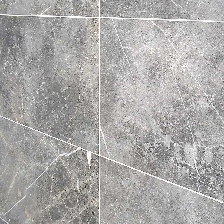 Marble Tech Grigio Imperiale 12x24 Polished Marble Look Porcelain Tile
