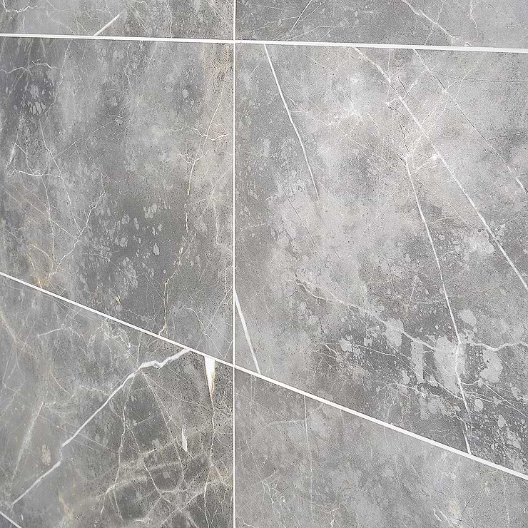 Marble Tech Grigio Imperiale 12x24 Polished Marble Look Porcelain Tile