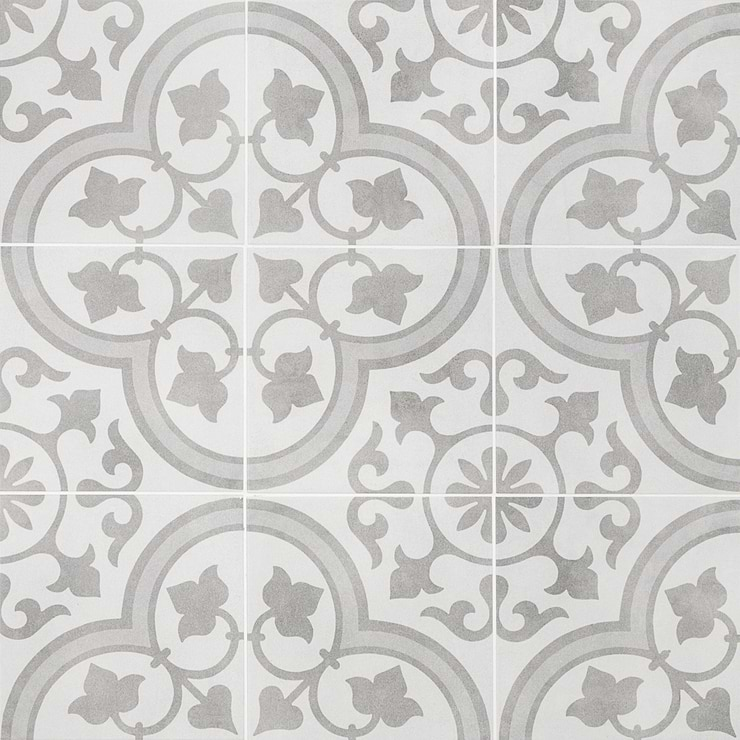 Cascais Silver Ornate 9x9 Matte Porcelain Tile