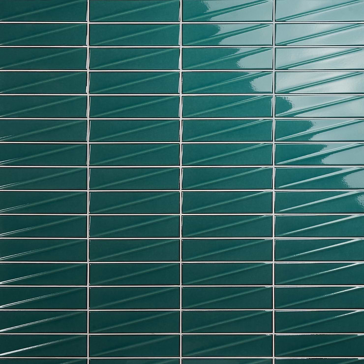 Axelle Emerald Green 3x12 3D Glossy Ceramic Subway Tile