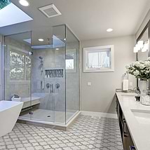 Hawthorne Winthrop Marble & Porcelain Arabesque Polished Mosaic Tile- White and Gray