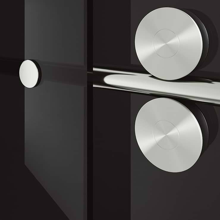 Gemello 60x74 Reversible Sliding Shower Door with Black Glass in Stainless Steel