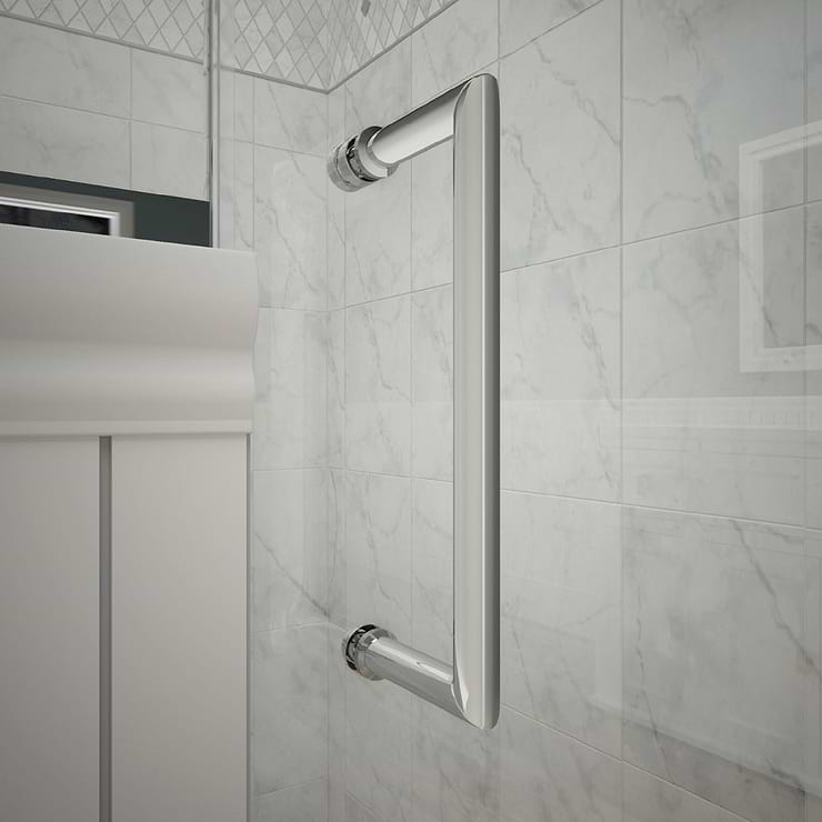 DreamLine Unidoor Plus 34-34.5x72" Reversible Hinged Shower Alcove Door with Clear Glass in Chrome