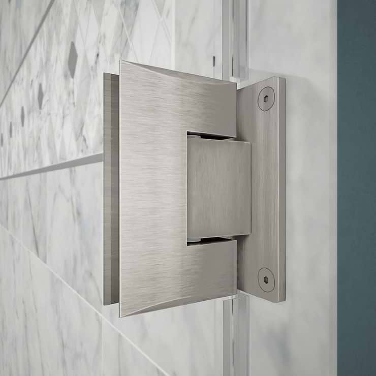 DreamLine Unidoor Plus 55-55.5x72" Reversible Hinged Shower Alcove Door with Clear Glass in Brushed Nickel