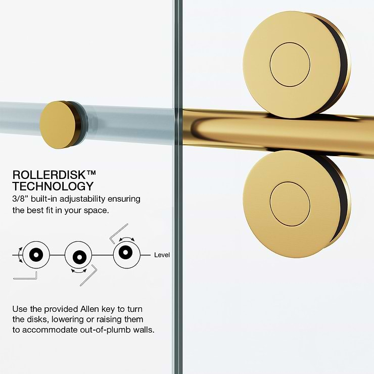 Gemello 60x66 Reversible Sliding Bathtub Door with Clear Glass in Brushed Gold