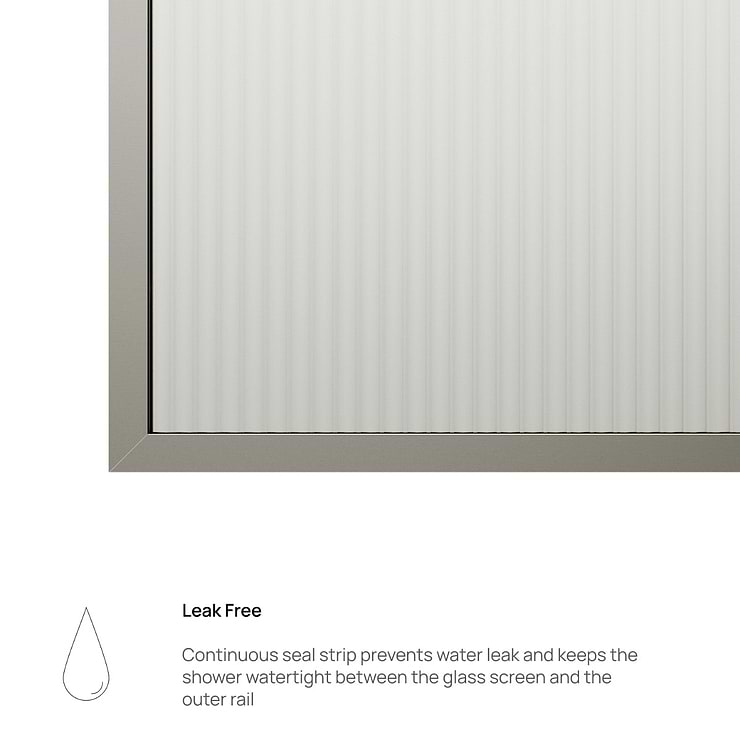 Finestra 34x74" Reversible Fixed Shower Door with Fluted Glass in Stainless Steel