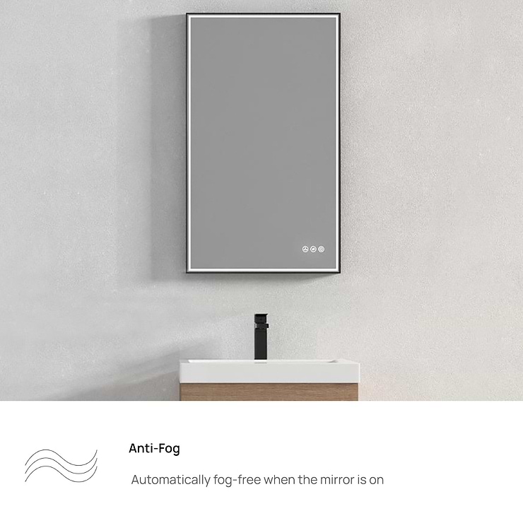 Mage Matte Black 24x36" Framed Rectangle LED Mirror