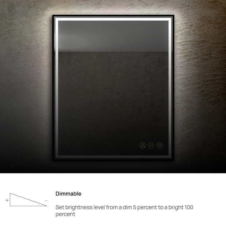 Mage Matte Black 30x36" Framed Rectangle LED Mirror