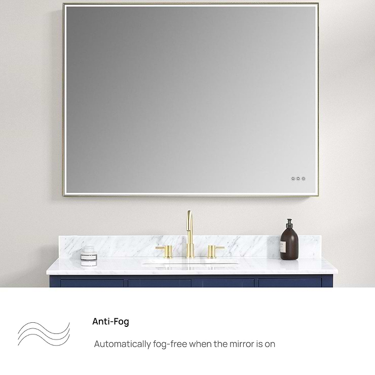 Mage Brushed Gold 48x36" Framed Rectangle LED Mirror