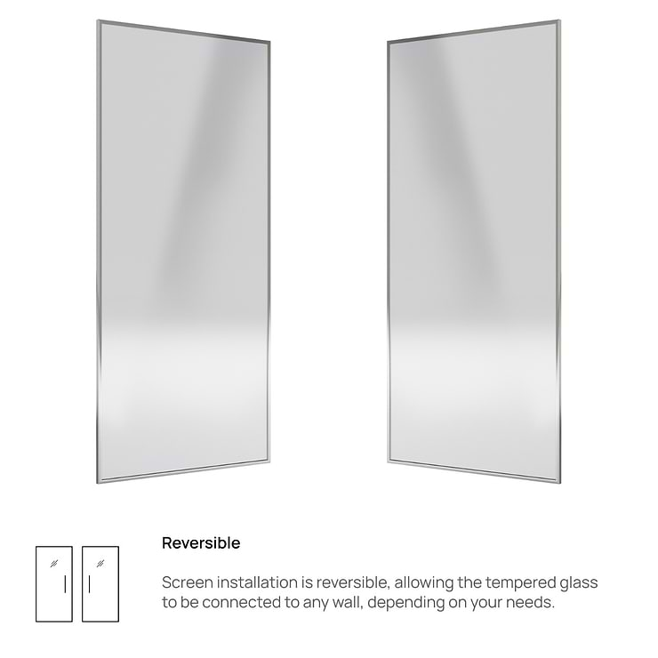 Finestra 34x74" Reversible Fixed Shower Door with Clear Glass in Stainless Steel