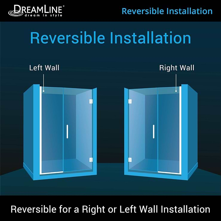 DreamLine Unidoor Plus 33-33.5x72" Reversible Hinged Shower Alcove Door with Clear Glass in Brushed Nickel