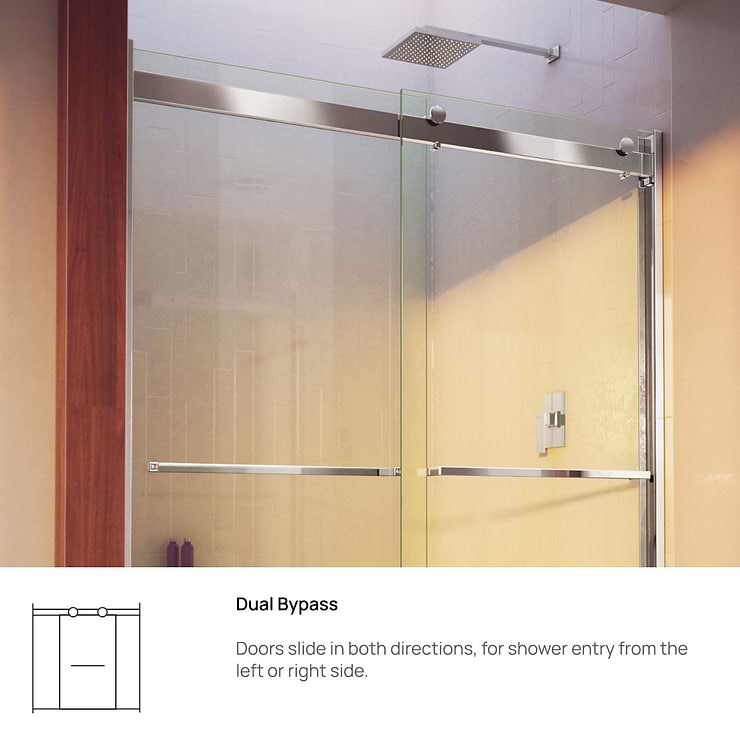DreamLine Essence-H 48x76" Reversible Sliding Shower Alcove Door with Clear Glass in Chrome