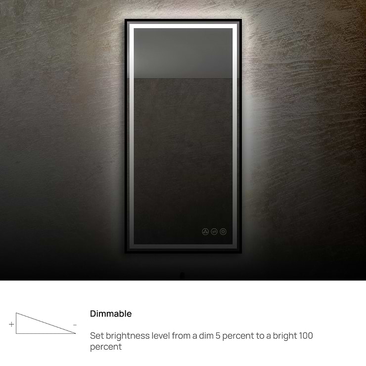 Mage Matte Black 18x36" Framed Rectangle LED Mirror