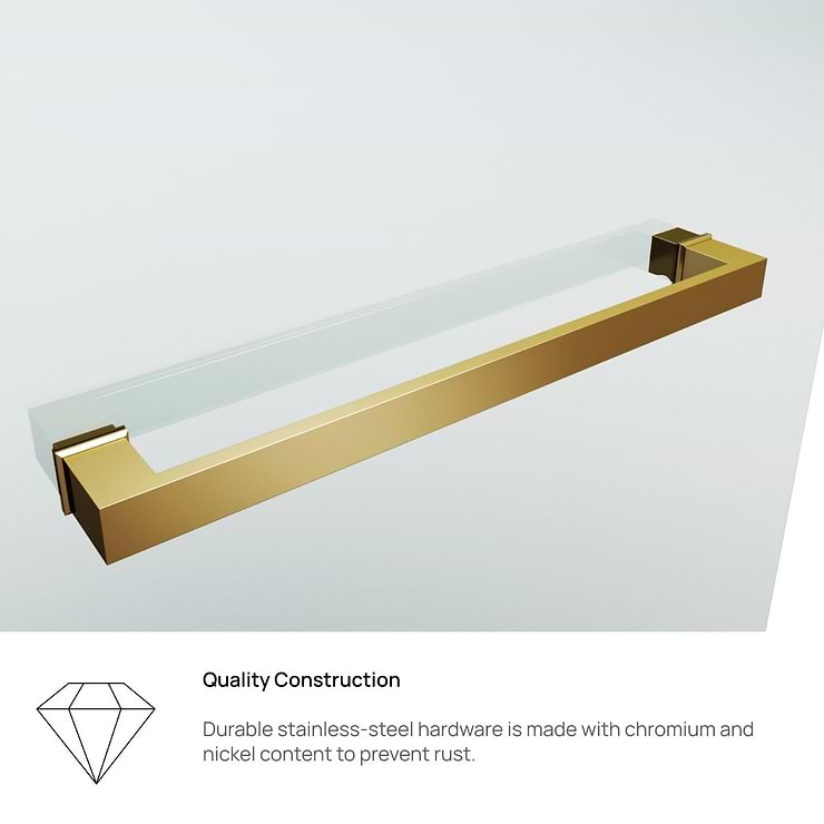 Milo 34"x58" Reversible Hinged Bathtub Screen with Clear Glass in Matte Brushed Gold