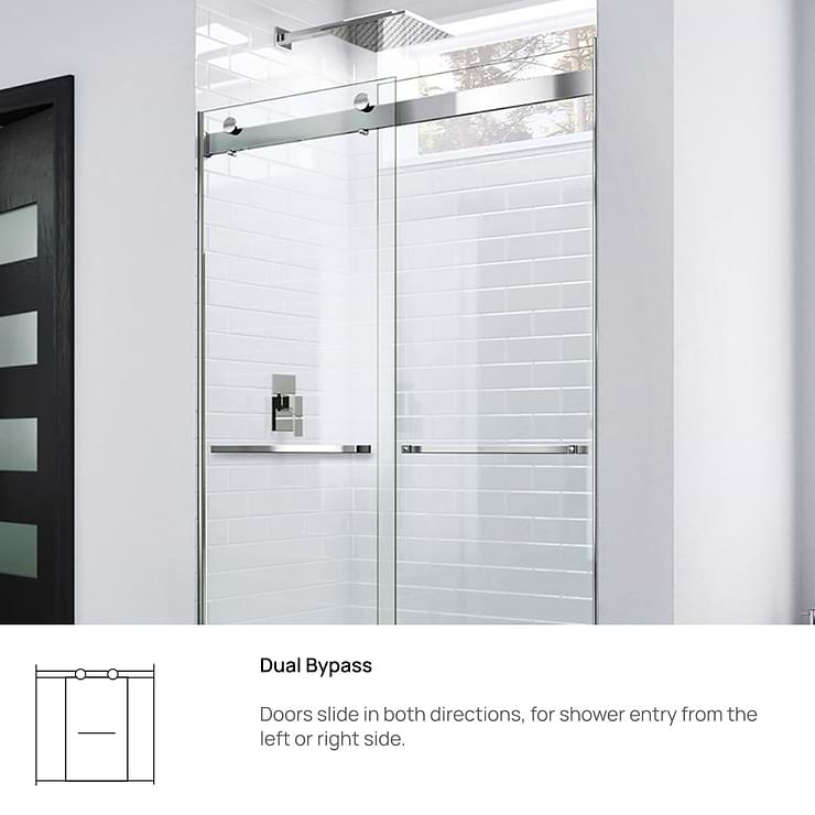 DreamLine Essence 48"x76" Reversible Sliding Shower Alcove Door with Clear Glass in Chrome