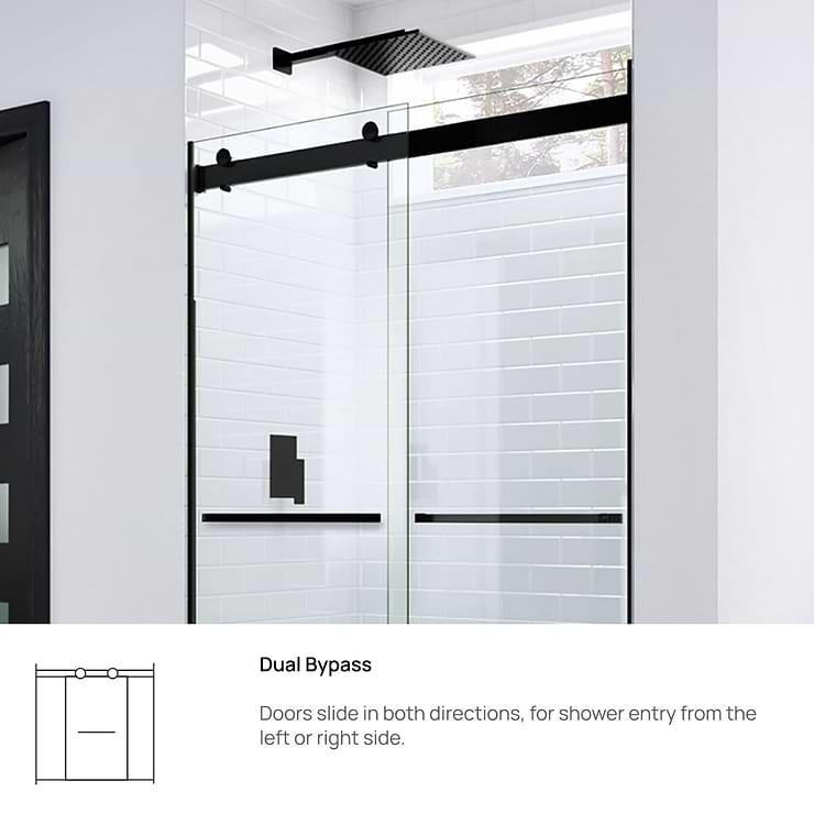 DreamLine Essence 48"x76" Reversible Sliding Shower Alcove Door with Clear Glass in Satin Black