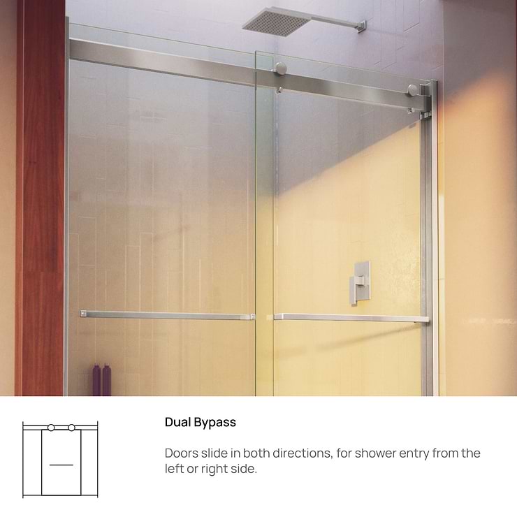 DreamLine Essence-H 60x60" Reversible Sliding Bathtub Door with Clear Glass in Brushed Nickel