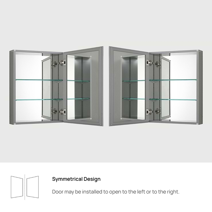 Vita Beveled 20x26" Rectangle Recessed or Wall Mounted Medicine Cabinet with Mirror