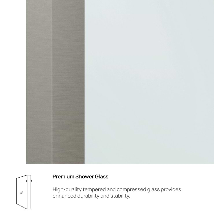 Finestra 34x74" Reversible Fixed Shower Door with Clear Glass in Stainless Steel