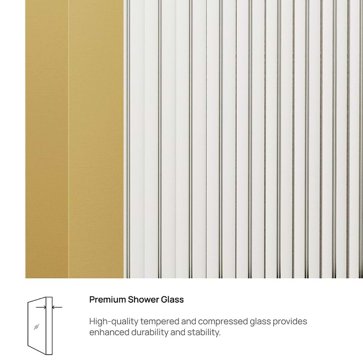 Finestra 34x74" Reversible Fixed Shower Door with Fluted Glass in Brushed Gold