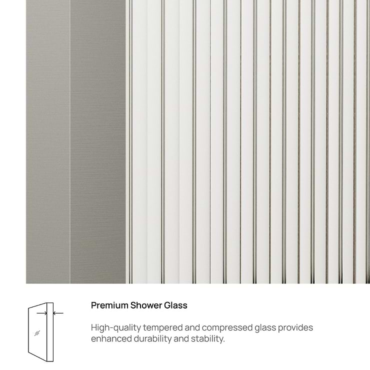 Finestra 34x74" Reversible Fixed Shower Door with Fluted Glass in Stainless Steel