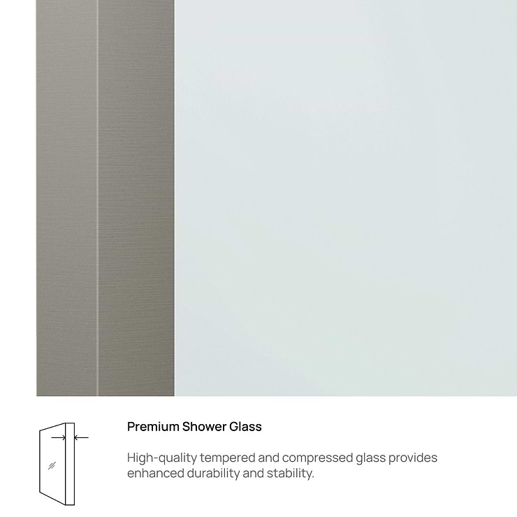 Finestra 34x62" Reversible Fixed Bathtub Door with Clear Glass in Stainless Steel