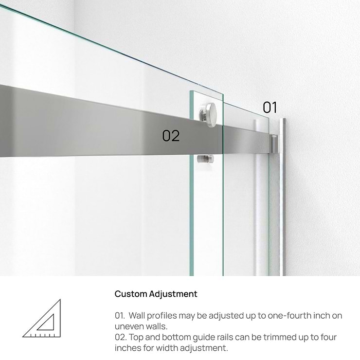 DreamLine Essence 48"x76" Reversible Sliding Shower Alcove Door with Clear Glass in Brushed Nickel