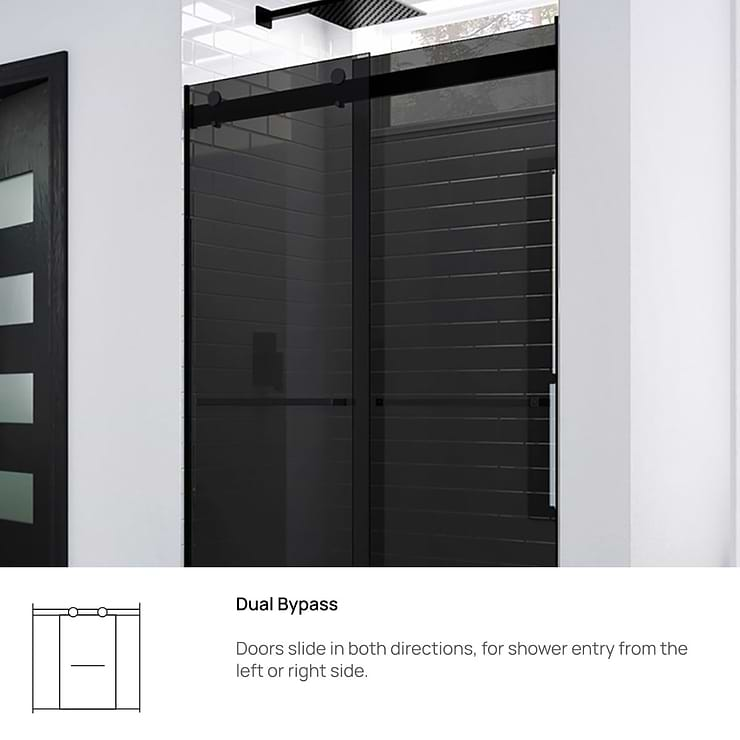 DreamLine Essence 60"x76" Reversible Sliding Shower Alcove Door with Smoke Gray Glass in Satin Black