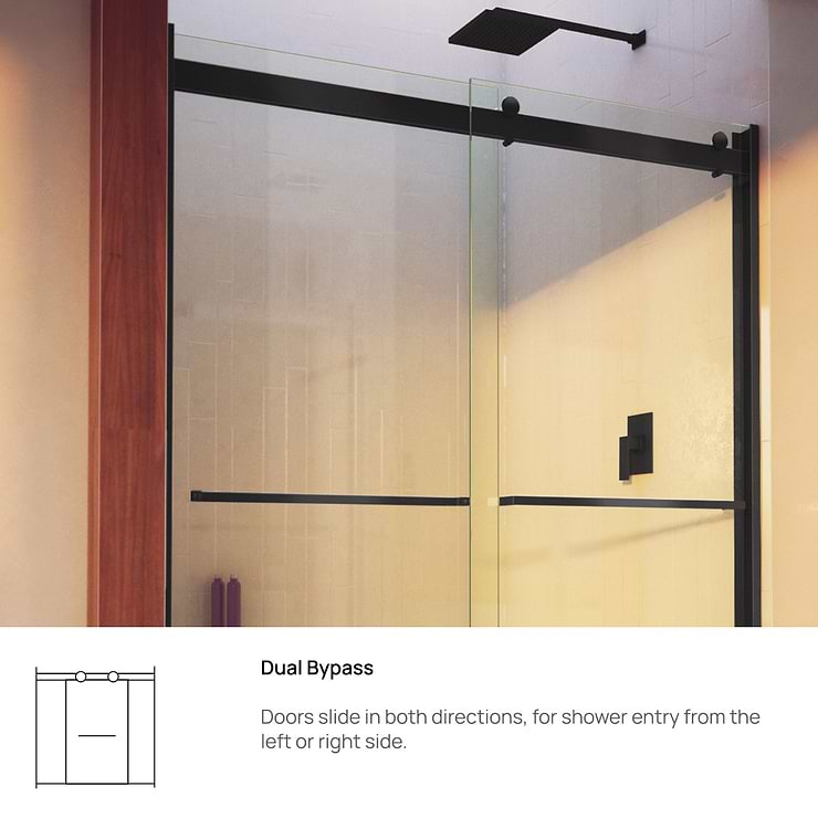 DreamLine Essence-H 60x60" Reversible Sliding Bathtub Door with Clear Glass in Satin Black