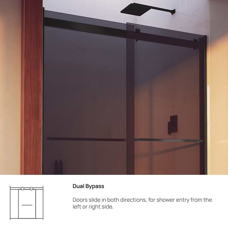 DreamLine Essence-H 48x76" Reversible Sliding Shower Alcove Door with Smoke Gray Glass in Satin Black