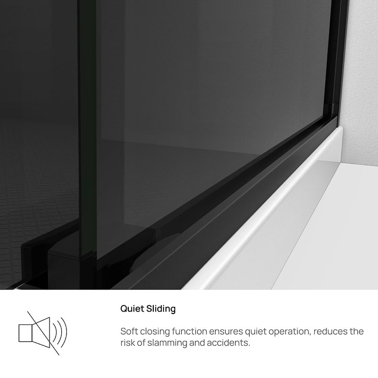 DreamLine Essence-H 48x76" Reversible Sliding Shower Alcove Door with Smoke Gray Glass in Satin Black