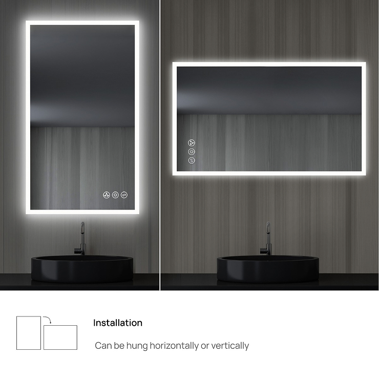 Rige 30x36" Rectangle LED Mirror