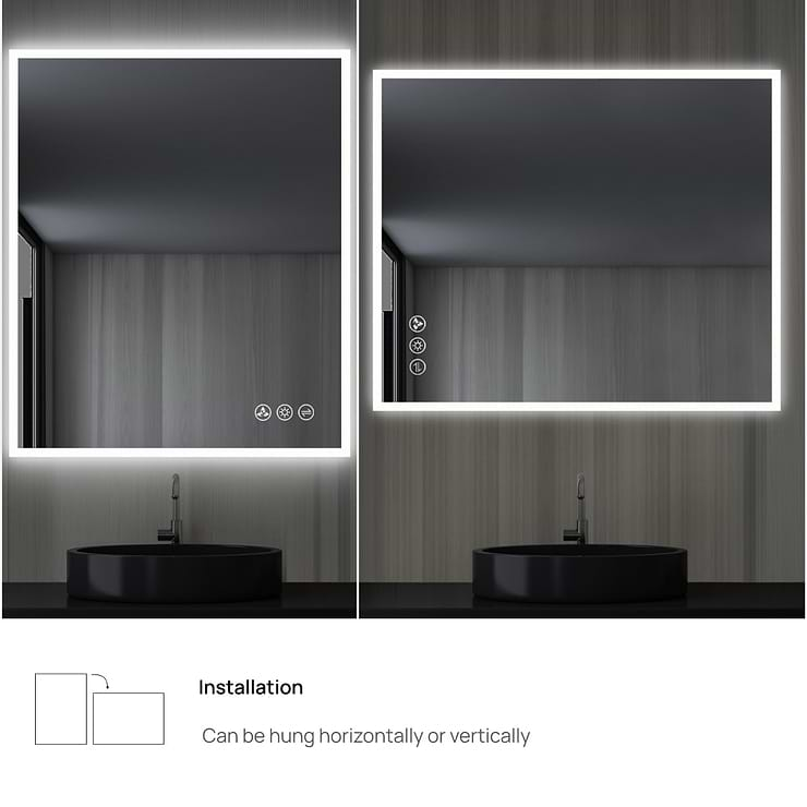 Rige 48x36" Rectangle LED Mirror